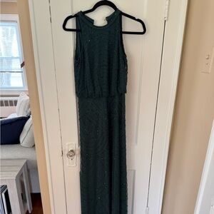 Adrianna Papell Green Halter Sheath Maxi Dress